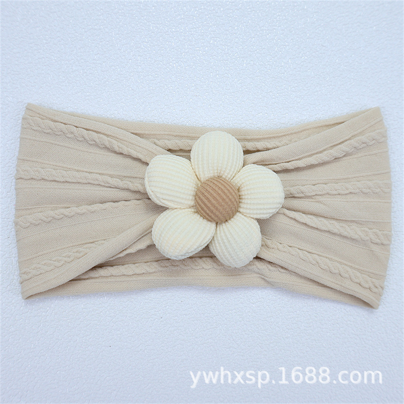 Diadema elástica para bebés, flor de cinco pétalos, accesorio suave para recién nacidas