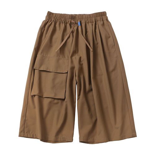 Men's Wide-Leg, Thin, Designer Shorts: Trendy Summer Outerwear, Casual Cargo-Style Cropped Pants in a Relaxed, Ice-Silk Fabric