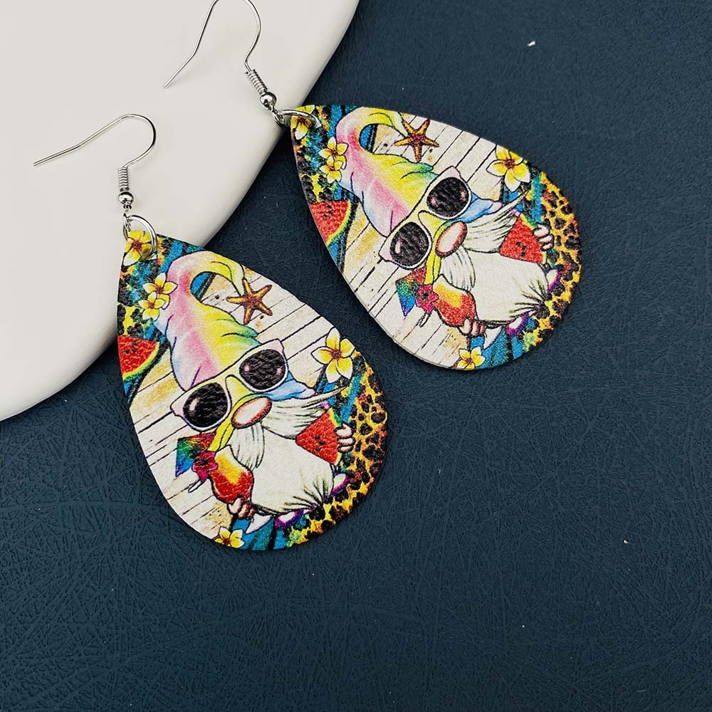 Cartoon Style Cartoon Water Droplets Pu Leather Women's Earrings 1 Pair display picture 1