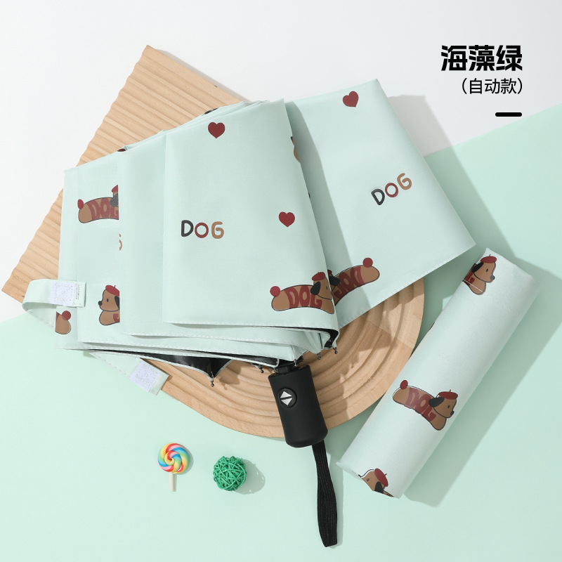 Paraguas plegable automático de tres pliegues al por mayor con logotipo personalizado, paraguas de dibujos animados para hombres y mujeres, protección solar, parasol, doble uso para lluvia y sol.