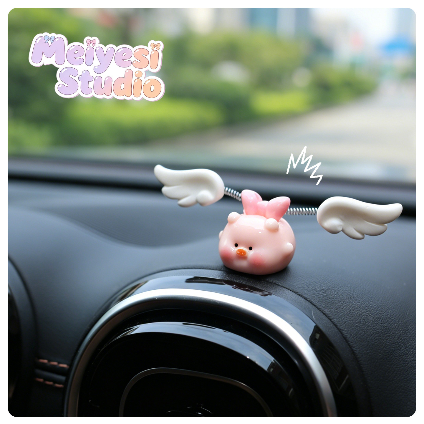 Mini lindo swing flying cerdo adornos de automóvil curar la consola central pequeñas adornos descomprimir artefactos mágicos