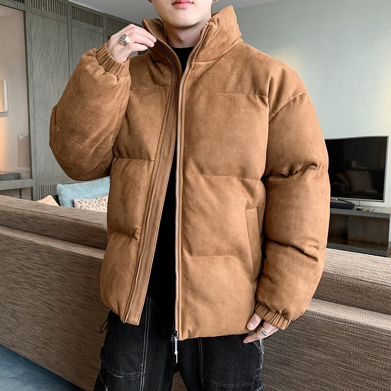 棉衣男士秋冬季2022新款潮牌加绒加厚麂皮绒羽绒棉服面包棉袄外套
