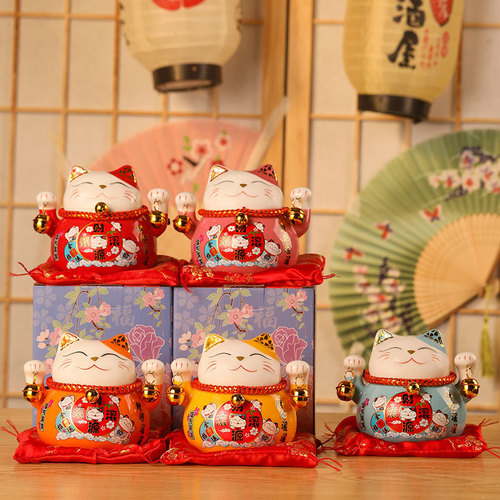 Lucky Cat Creative Ceramic Home Ornaments Small Lucky Cat Piggy Bank Piggy Bank Car Ornaments Desk Decorations