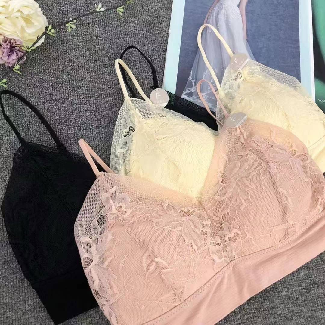 Nueva copa fija de encaje, chaleco de alta calidad, bra de yoga sin anillo de acero, ropa interior deportiva, mujer al por mayor