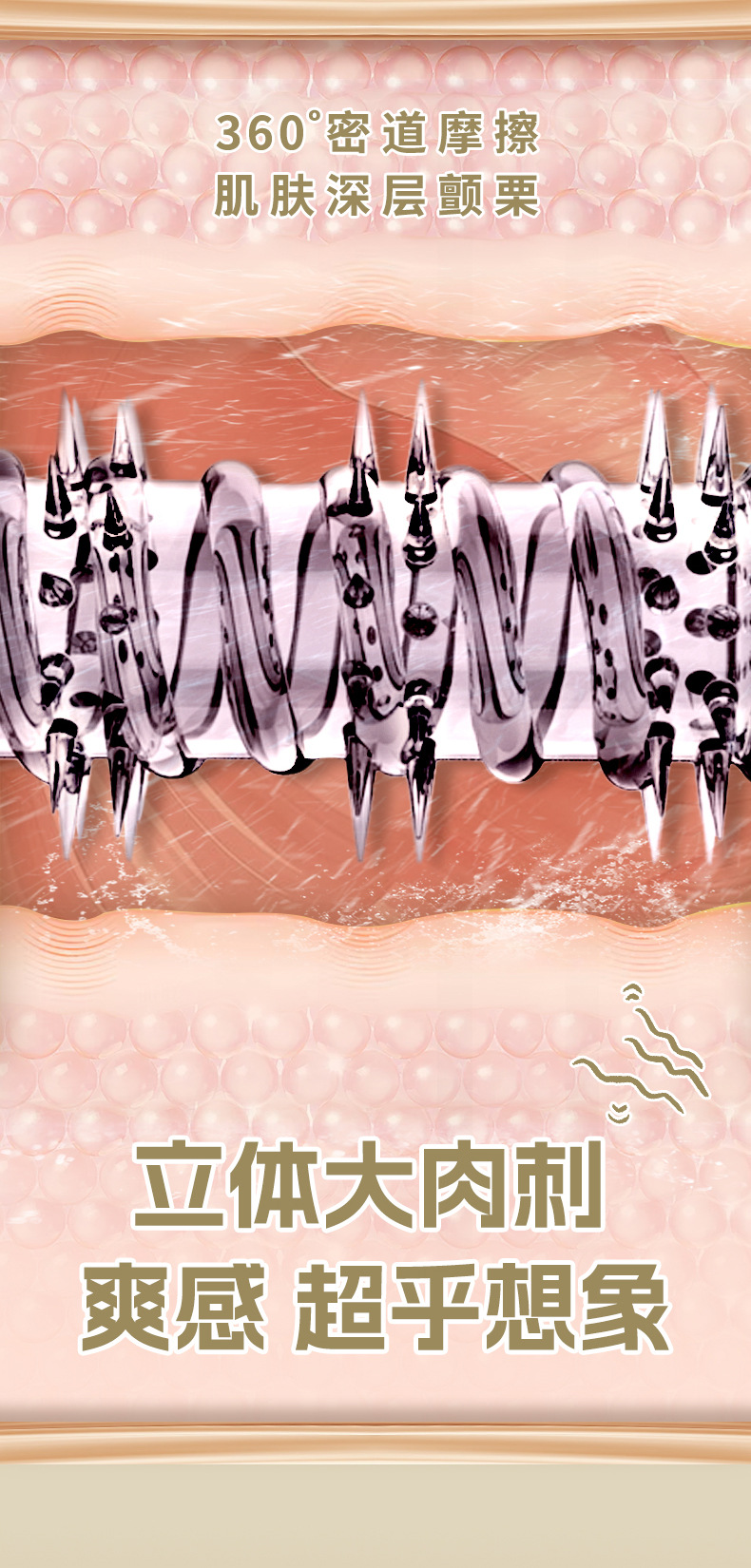 Cyclone Thrust Wolf Tooth Textured Latex Sleeve Set, Transparent Black, Adult Couple Use — detail image 5