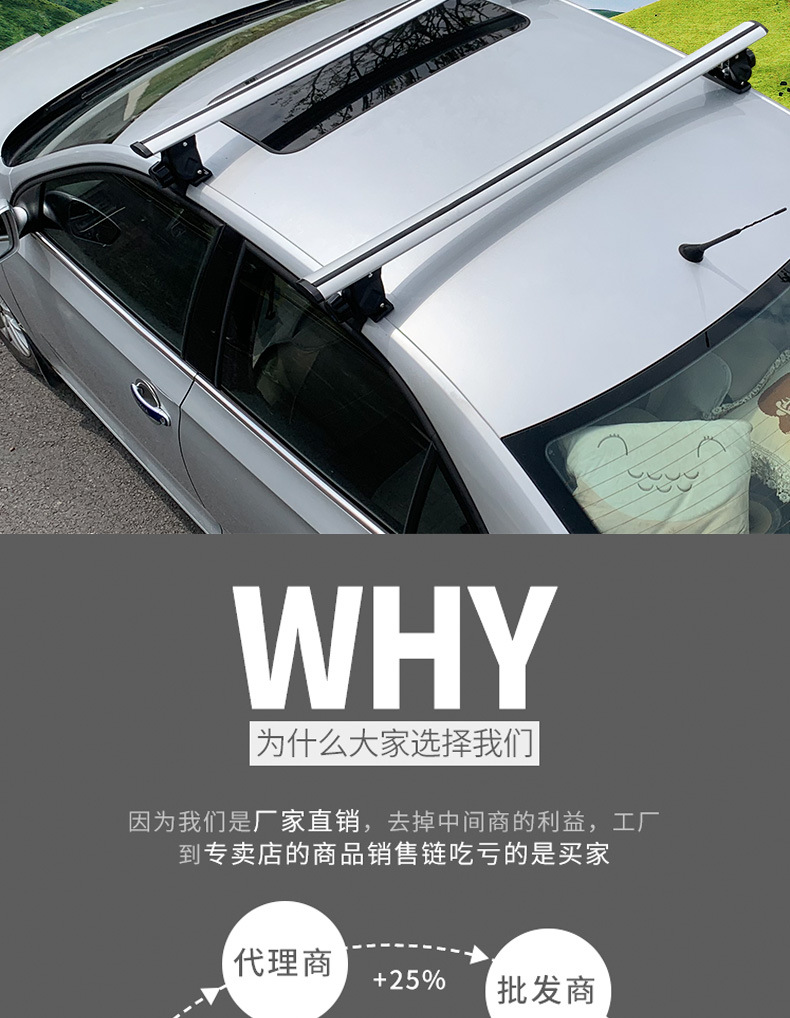 Suitable for Car Roof Universal Tiger Claw Luggage Rack Crossbar Load-Bearing Aluminum Alloy Lockable Travel Rack Sedan Suv