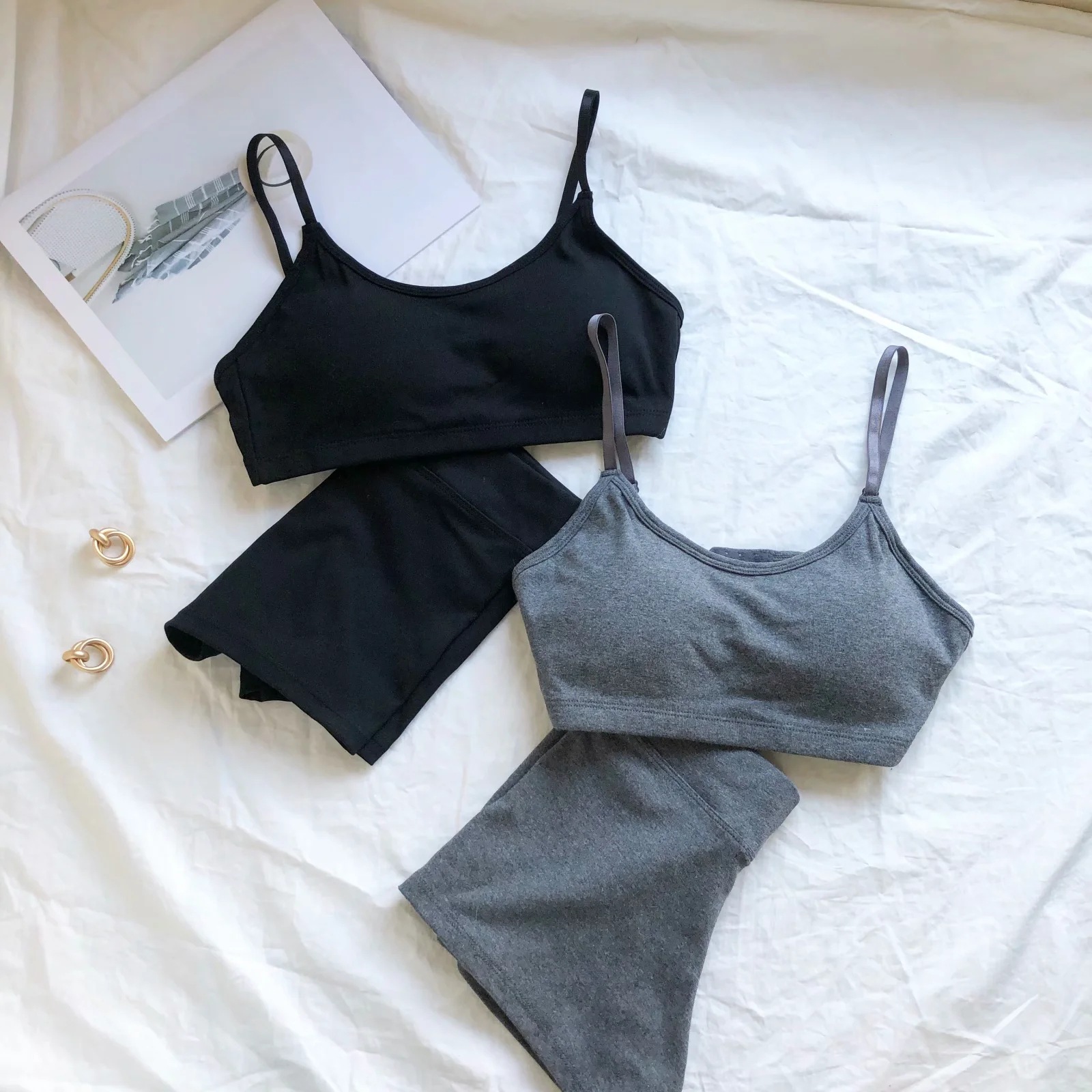 short yoga sling vest high elasticity tight sports shorts suit NSAC38432