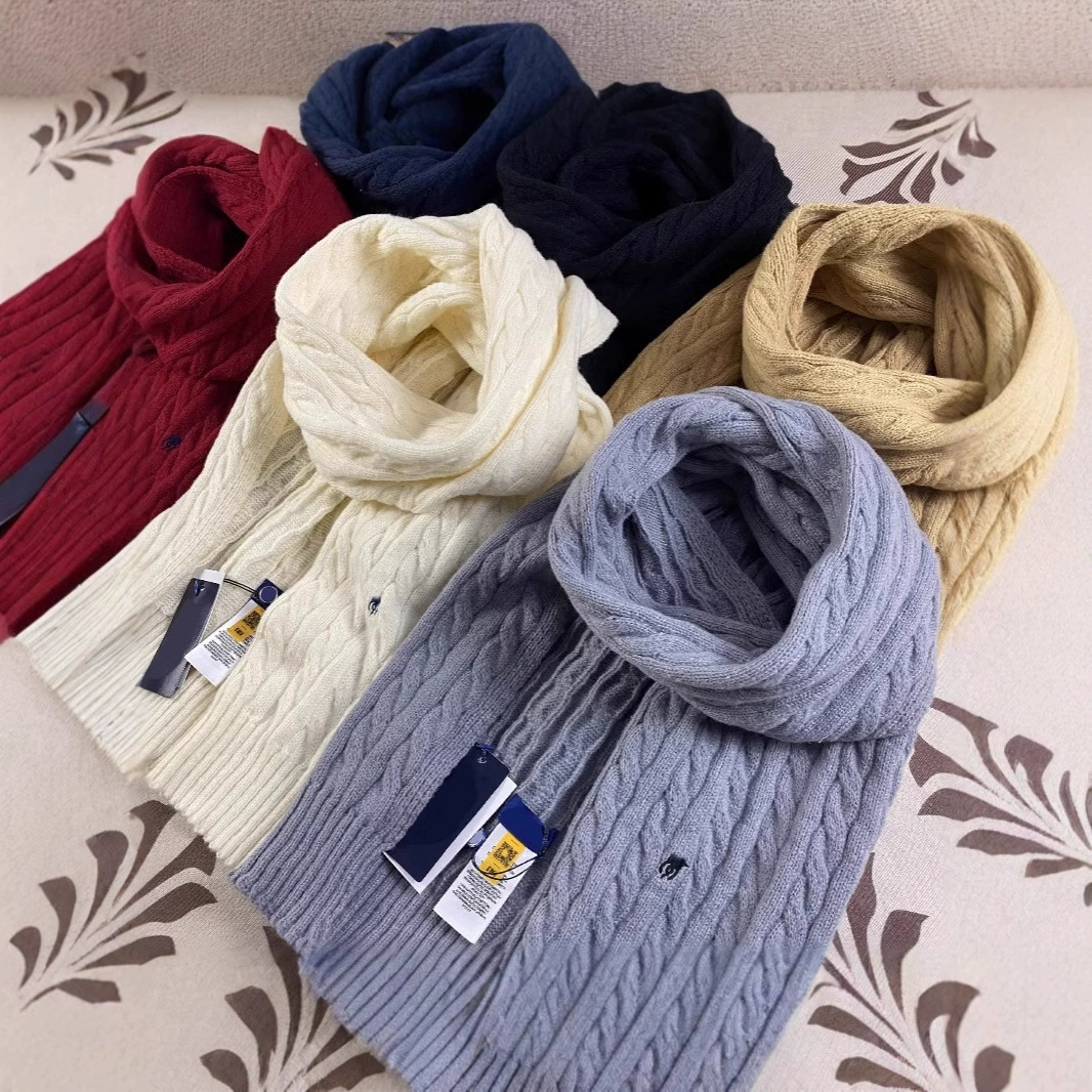 RL Rlaf Po маркировка холодостойкий шарф Твивка вышивка вязаный шерстяной шарф дикий трикотажный шарф для тепла