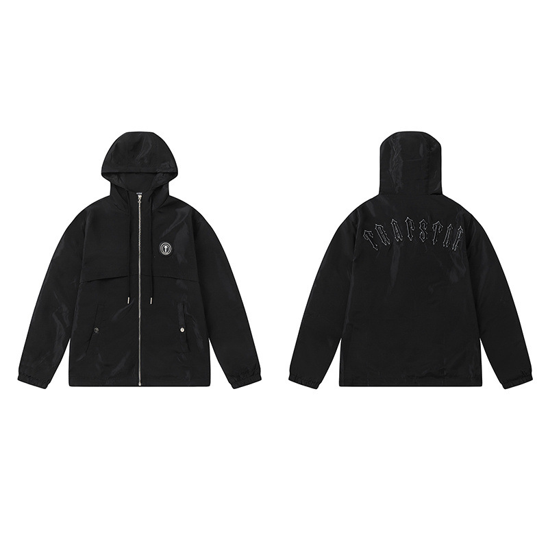 Trapstar calle europea y americana marca de moda negro bordado letras hombres chaqueta suelta casual High Street zipper windbreaker