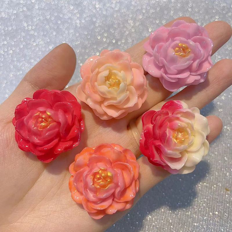 【粉色系扎染大茉莉】37mm手工DIY饰品手机壳镜子发饰树脂|undefined