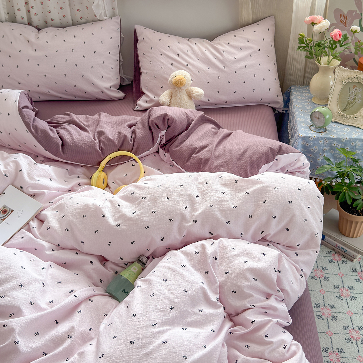 Una clase de cuatro piezas de grado materno-infantil de algodón puro de doble capa de algodón en la cama cubierta de sábanas de cama nueva cama de dormitorio Kasa San set de 4 piezas