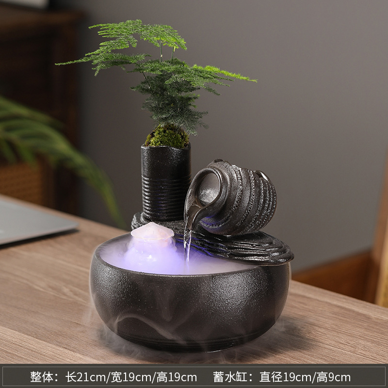 流水創意噴水輪球生財置物循環水小型オフィスデスクトップ茶卓プレゼント|undefined