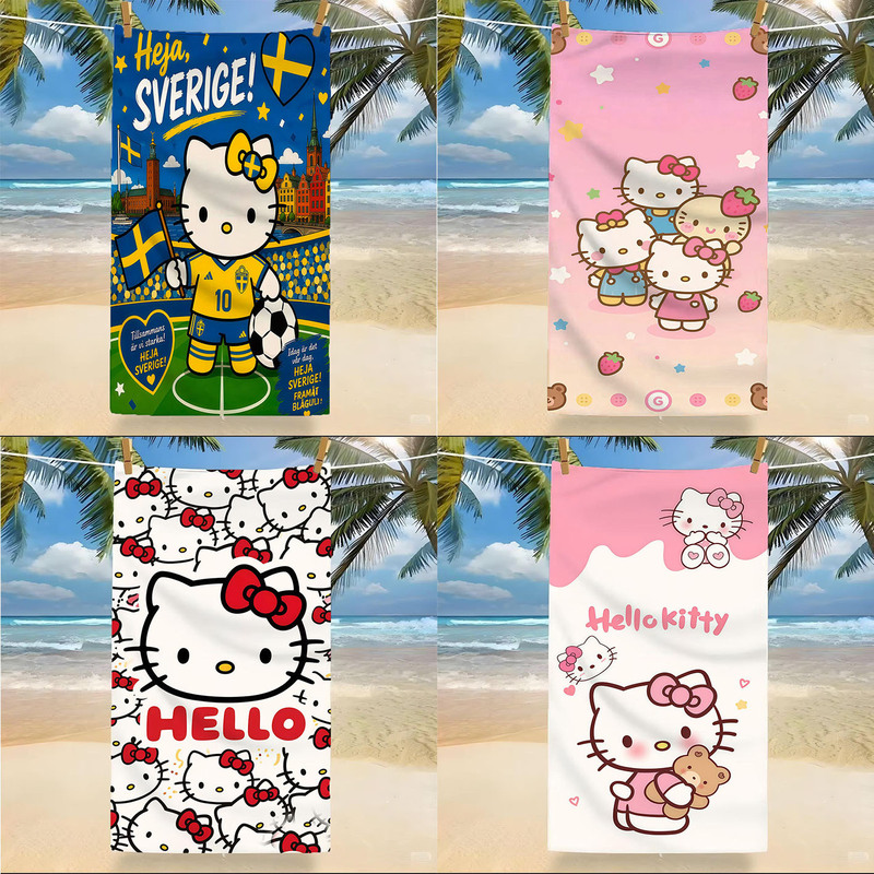 Kitty Cartoon Microfiber Beach Towel Double-Sided Velvet Bath Towel Digital Printing Kidsren's Moisture-Absorbent Quick-Drying Large Towel Kitty Cartoon Microfiber Beach Towel Double-Sided Velvet Bath Towel Digital Printing Kidsren's Moisture-Absorbent Quick-Drying Large Towel
