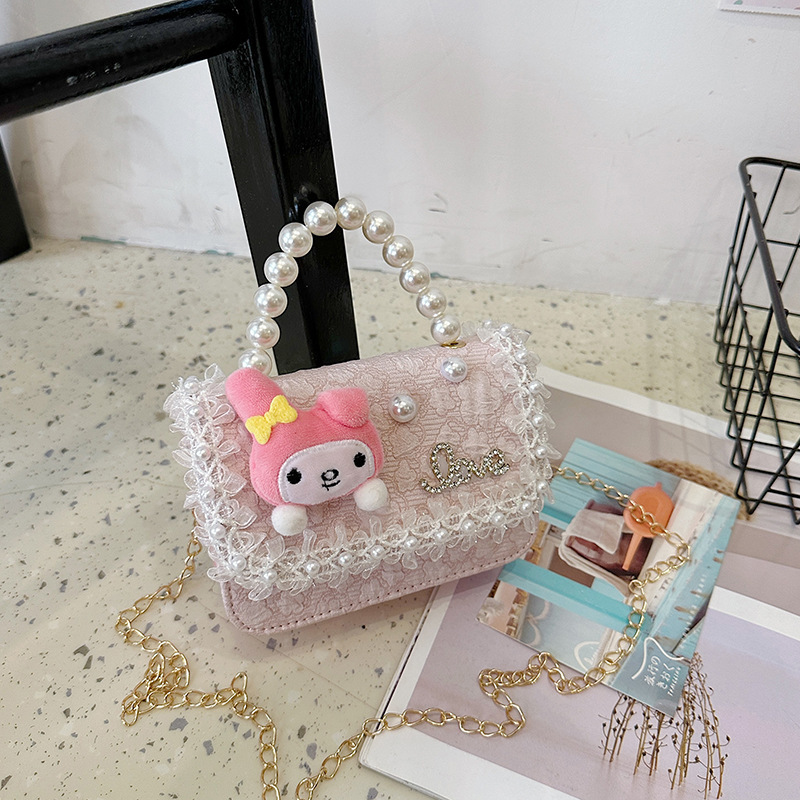 2025 nuevo bolso de perla para niños arco encantador caricatura cadena de estilo exterior bolsa de cambio de moda versátil
