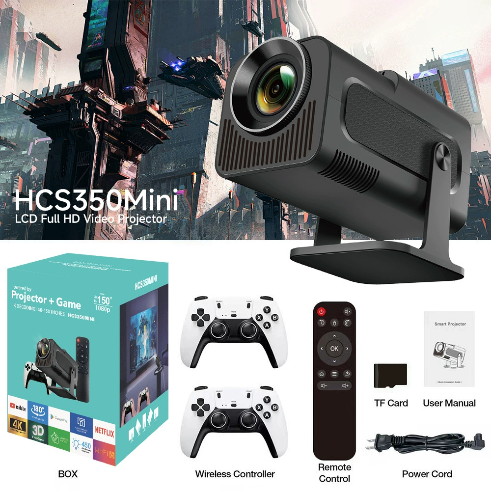 Новый мини-проектор HCS350MINI, HD 720P, Android, Bluetooth, портативный домашний проектор