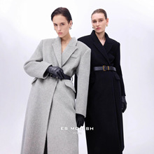 ES MODISH 冬季新品韩系高级感长款正肩羊毛呢子大衣女（配腰带）