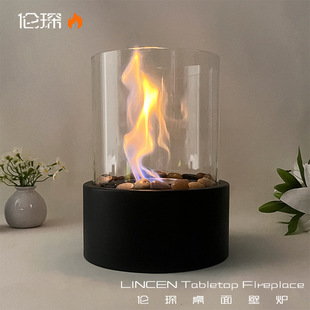 Desktop Round Real Fire Alcohol Fireplace Pebble Decoration Indoor Atmosphere Fireplace Outdoor Portable Cross-border