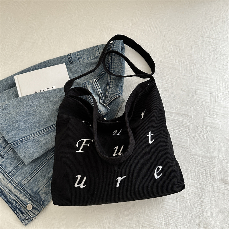 Carta de tela de terciopelo bolsas grandes para mujeres 2024 nueva moda bolsas coreanas bolsas para estudiantes de clase bolsas de compras de gran capacidad