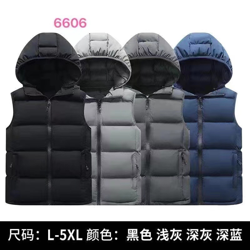 Chaleco de los hombres 2023 nuevo Otoño e Invierno algodón y engrosamiento chaleco abajo algodón deportes más tamaño chaleco con capucha al por mayor