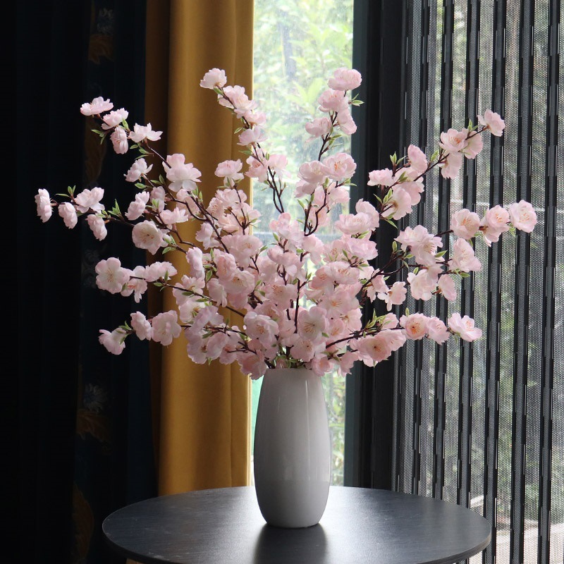 Flor y árbol techo de boda flor seca sala de estar decoración red flor de cerezo flor de ciruelo decoración de interiores rama de flor melocotón rojo flor de durazno falso