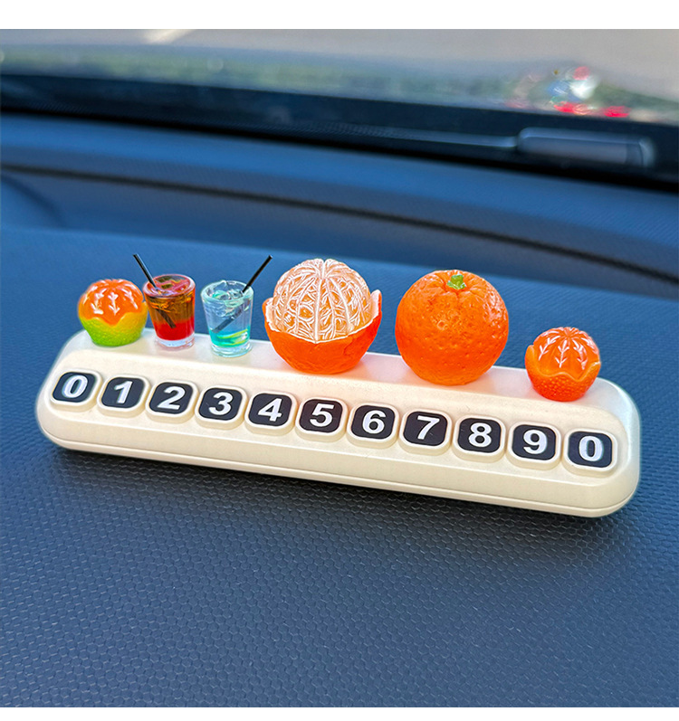 Fruit Drink Car Temporary Parking Sign New Model Car Moving Number Plate Telephone Number Plate Car Interior Decoration Items