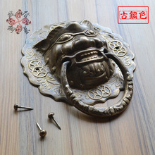 仿古纯铜拉手老式兽头狮头虎头对开大门环中式木门庭院铜拉环把手