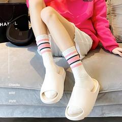 彈力襪子女黑白條紋適合鯊魚褲女夏季中筒春秋款學生長筒襪