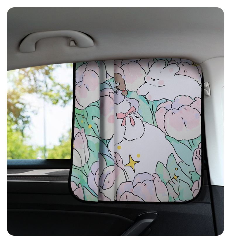 Car Sunshade Retractable Magnetic Window Curtain Sun Protection Heat Insulation Sunshade Car-Mounted Baby Side Window Blackout Curtain