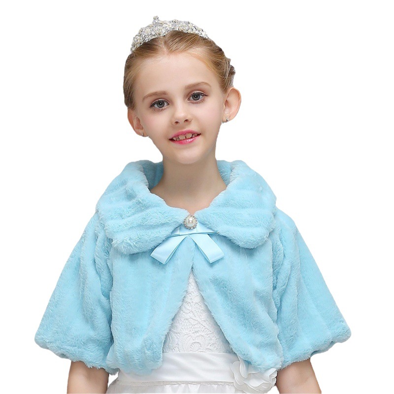 Nuevo Comercio exterior transfronterizo de las niñas lindo mantón europeo y americano de felpa cálido chal niñas vestido chal abrigo