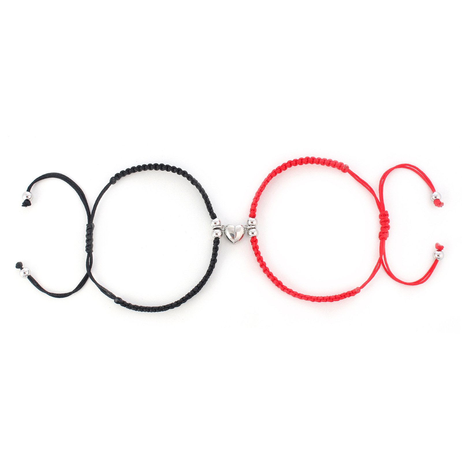 INS Style Heart Shape Stainless Steel Knitting Unisex Bracelets 1 Pair