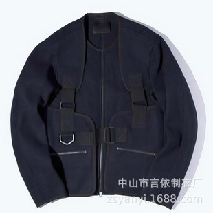Collarless Outdoor Vest, Dark Functional Style Niche Jacket, Loose Multi-Pocket Fishing Photography Jacket for Men and Women