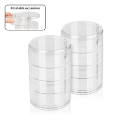 Multi-layer transparent rotating jewelry box for earrings, bracelets, necklaces, anti-dust storage box, four-layer round box