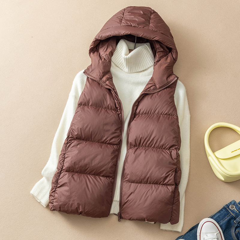 Women's Hooded Down Vest 2022 Autumn and Winter New Vest Down Vest with Hat Down Vest Women's Outwear Fashion