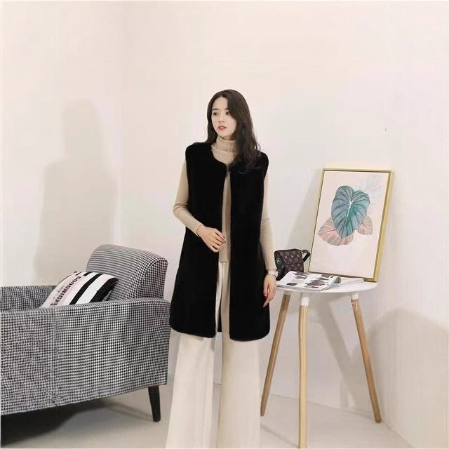 Imitation Fur Vest Women's Long 2025 Autumn and Winter New Mink Fur Vest Fashionable Versatile Plush Jacket Vest