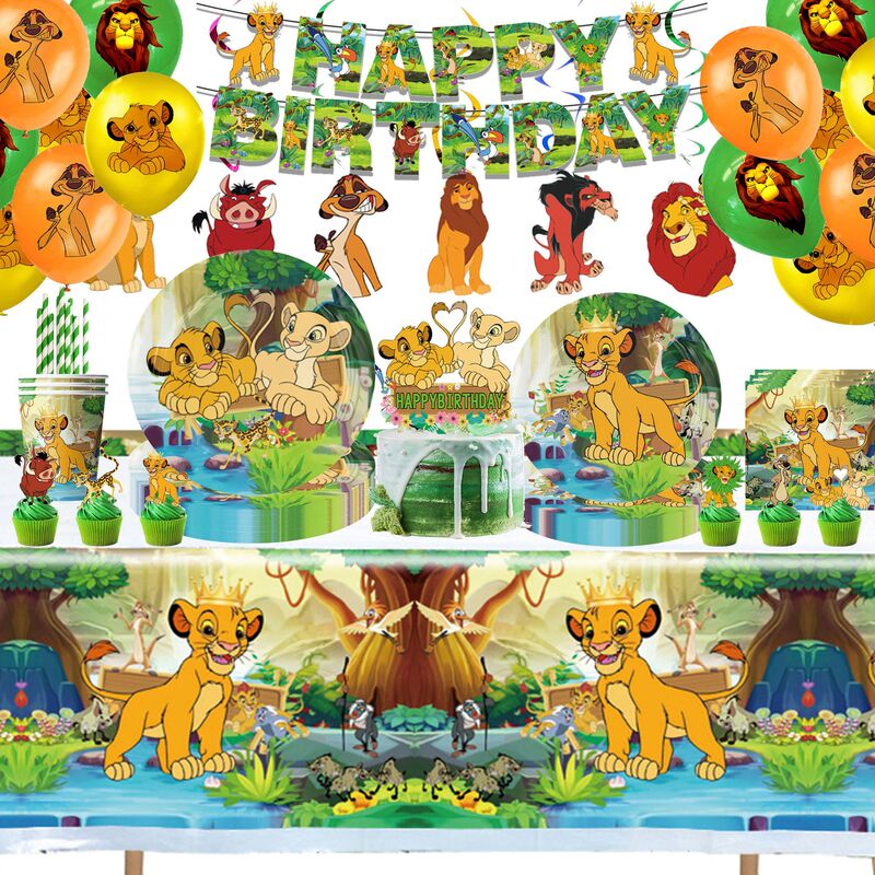 Cross-Border Cartoon Lion King Theme Animal Boy Party Paper Plate Paper Cup Banner Tablecloth Knife Fork Spoon Party Decoration Cross-Border Cartoon Lion King Theme Animal Boy Party Paper Plate Paper Cup Banner Tablecloth Knife Fork Spoon Party Decoration