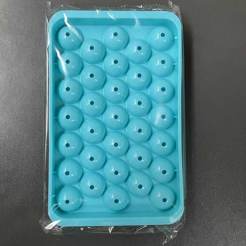 Fábrica en stock de plástico de calidad alimentaria 33 rejilla bandeja de hielo 6 rejilla redonda caja de cubitos de hielo molde de congelación rápida refrigerador doméstico casero