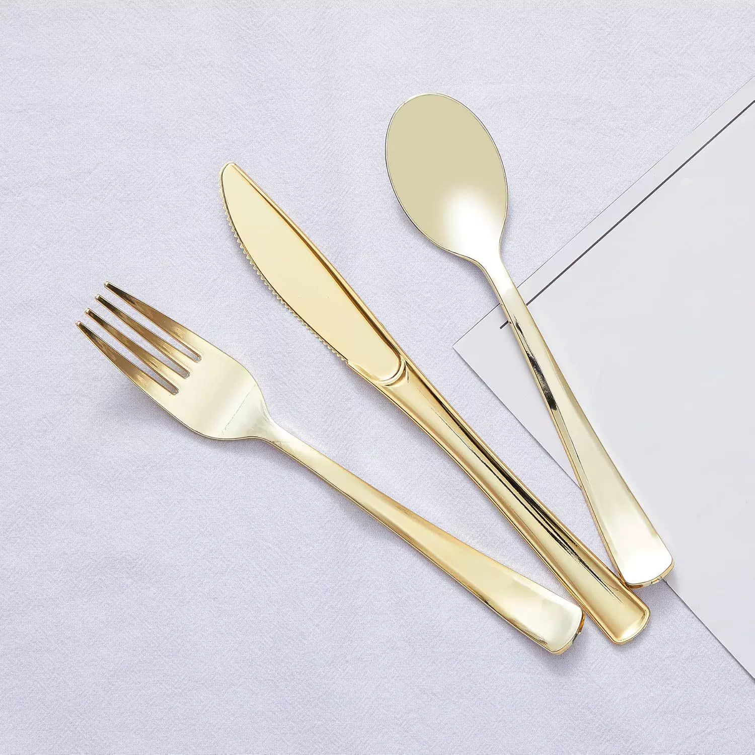 外贸一次性金色刀叉勺塑料电镀叉子跨境派对婚宴聚会PS餐具亚马逊