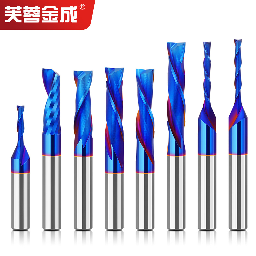 8柄直刀复合整体合金镀蓝开槽刀上旋下旋修边刀硬质合金木工铣刀