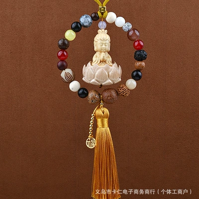 Car hanging: Beads, 18-Seed Peace Charm Wholesale - eighteen-sons-of-guanyin-gold
