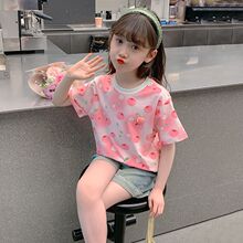冰凉感女童短袖t恤夏装2025新款儿童上衣女孩夏季薄款休闲半袖t