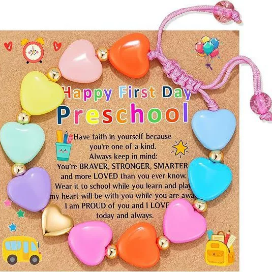Amazon Cross-Border New Product Colorful Acrylic Letter Heart Beaded Woven Back-To-School Gift Bracelet