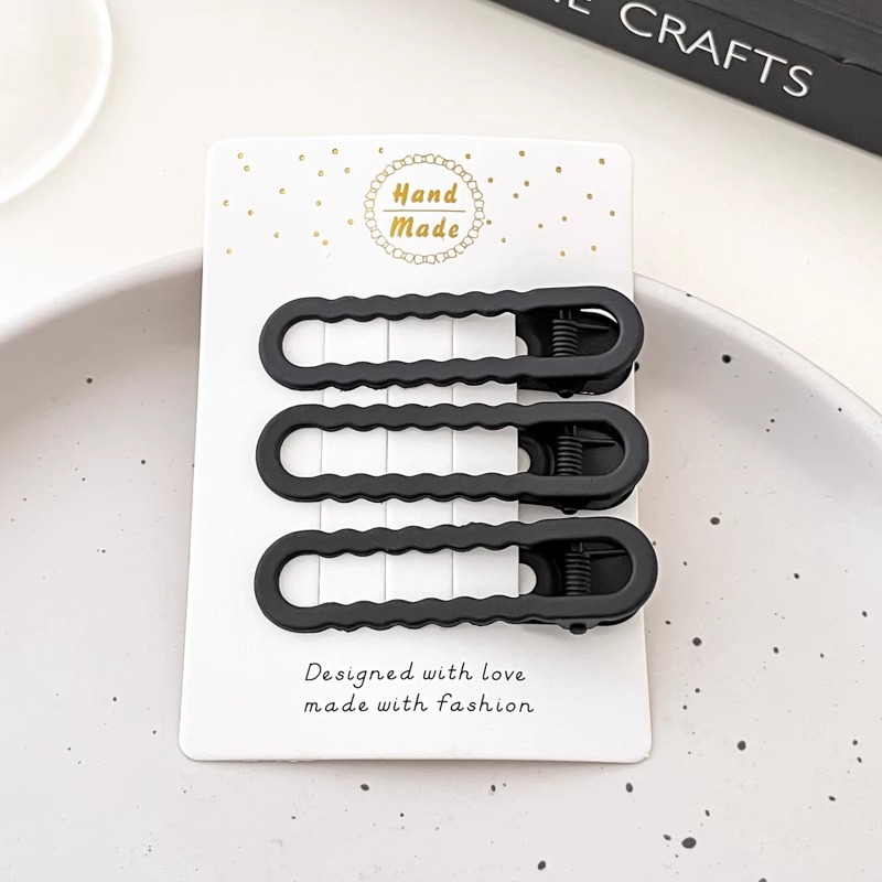 Youyou 2025 nueva horquilla negra, flequillo, clip de cabello roto en la frente, tocado lateral, pico de pato, palabra simple