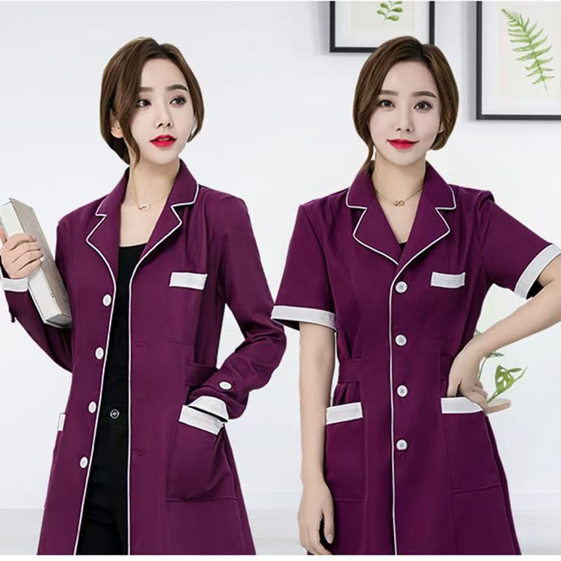 定制美容院工作服女白大褂短袖护士服长袖厚款口腔诊所药房医生服