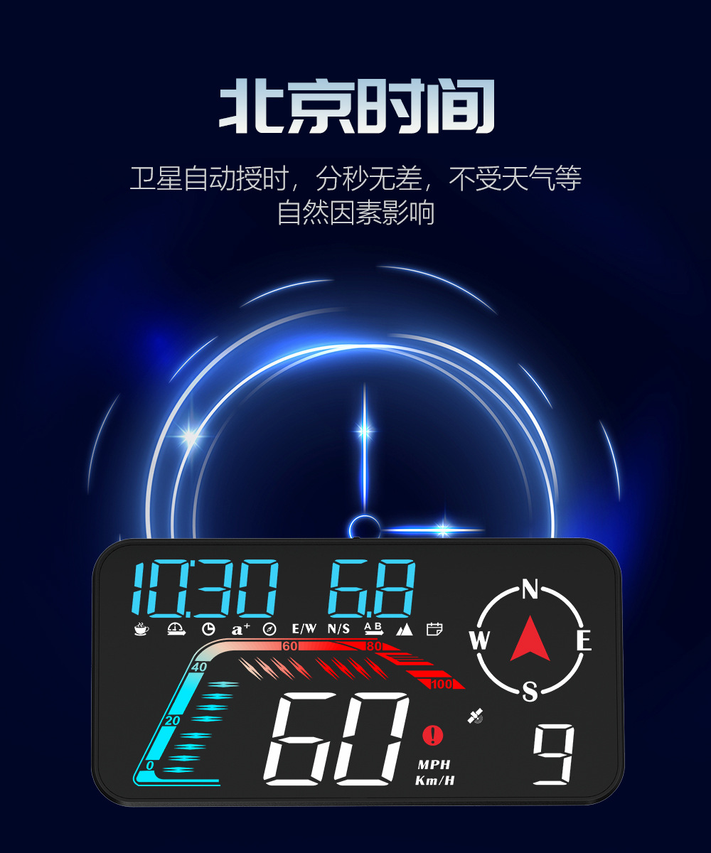 New G12 Car Universal Hud Head-Up Display Gps Speed Alarm Driving Speed Car Display