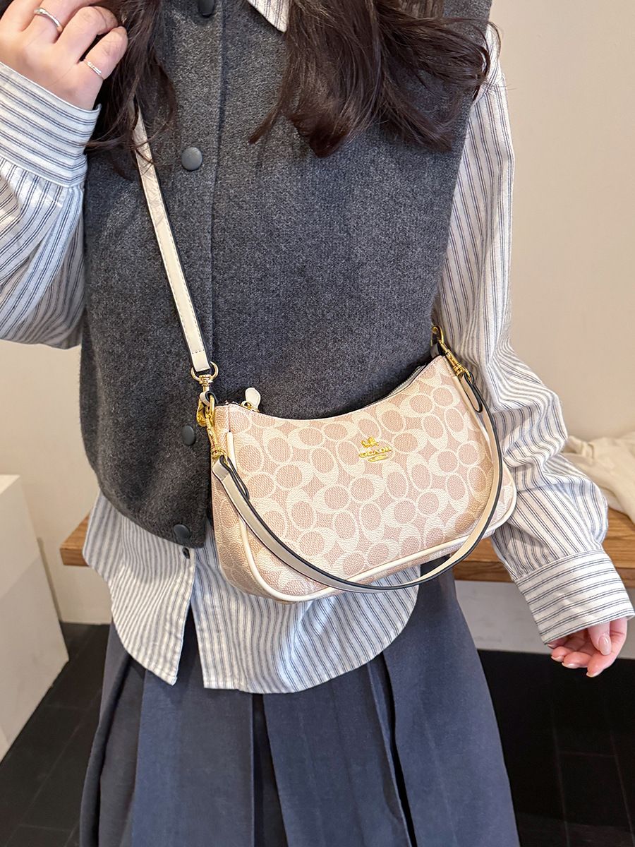 2025 nuevo bolso de media luna de fábrica original Kouc bolso de mujer bolso de brazo de moda de hombro portátil bolso de mahjong
