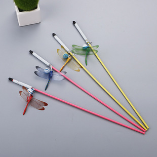 Pet Cat Toys Short Pole Dragonfly Cat Funny Stick Funny Cat Pole Cross-Border Factory Spot Wholesale Pet Supplies