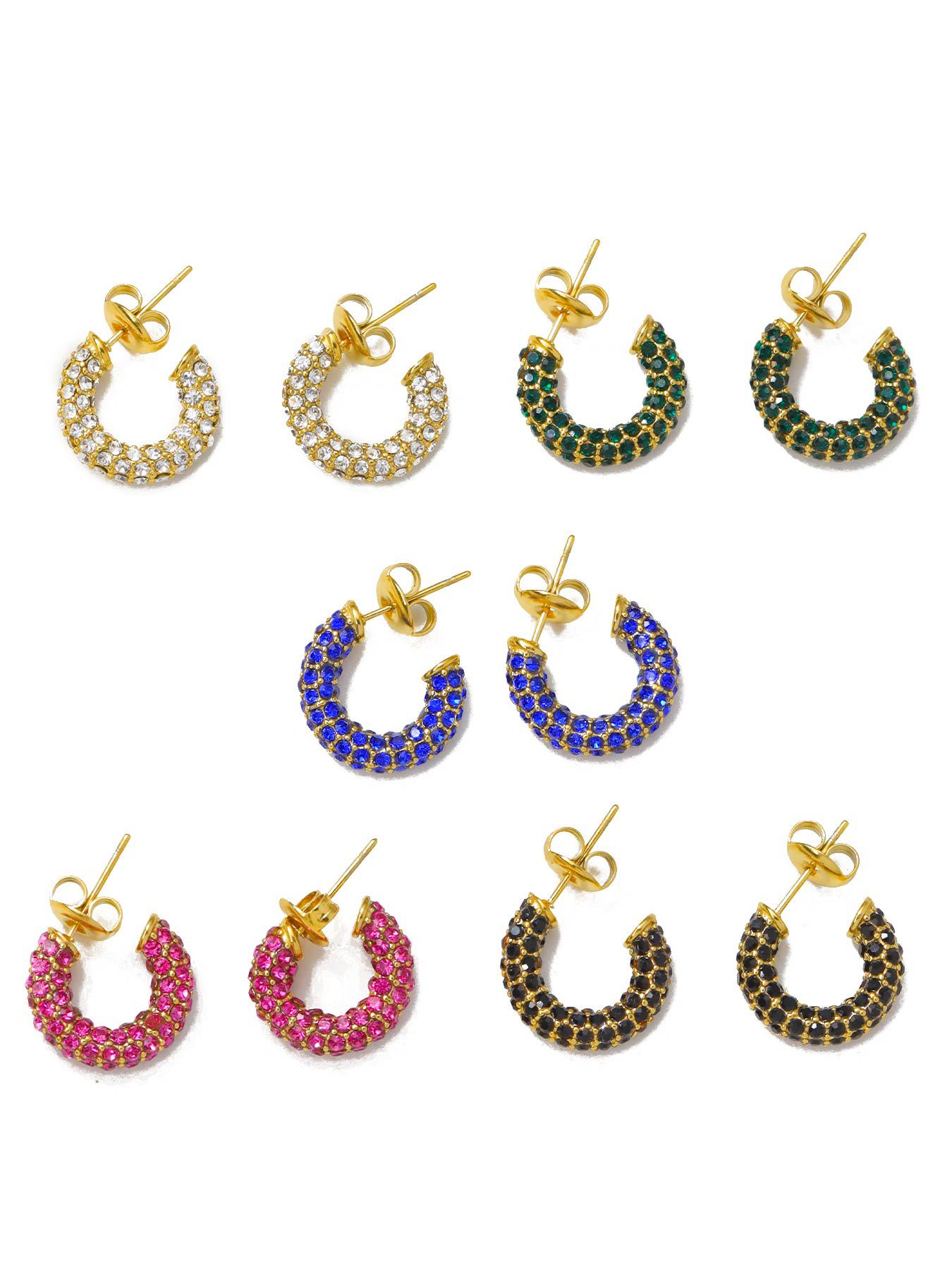 Zircon Inlay Material Earrings Classification 1 Pair Lady Geometric Plating Titanium Steel Zircon Earrings