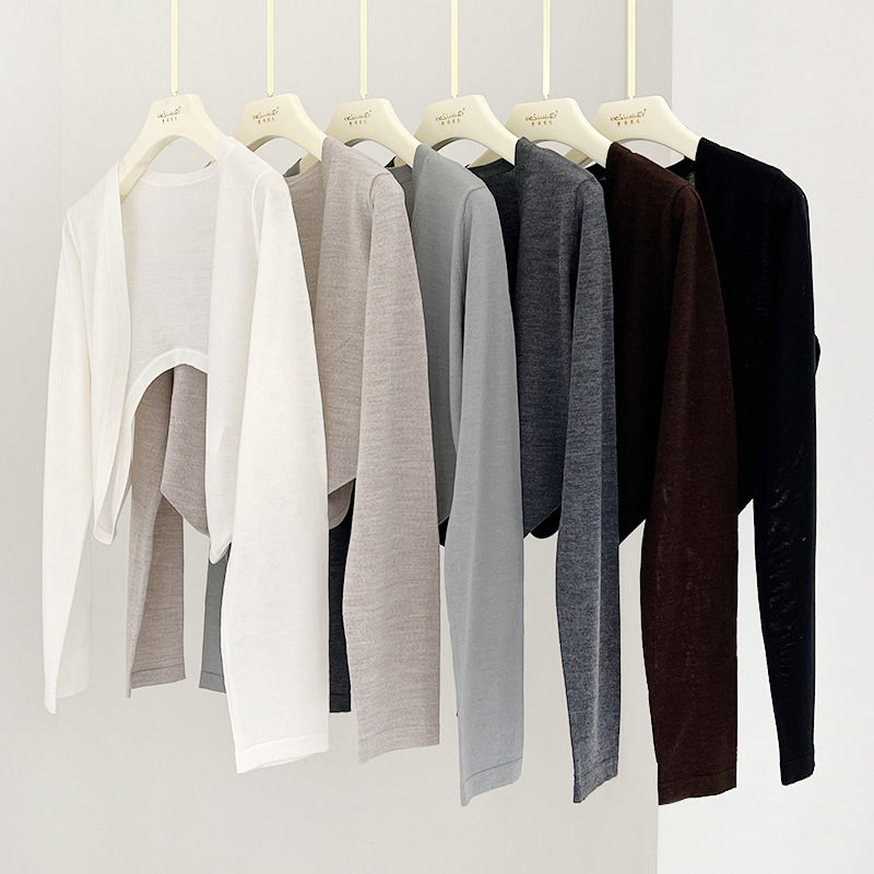 Sun Protection Mulberry Silk Cardigan Thin Women's Summer Elegant Fine Wool Knitted Long-Sleeved Short Air-Conditioning Shirt Shawl Waistcoat