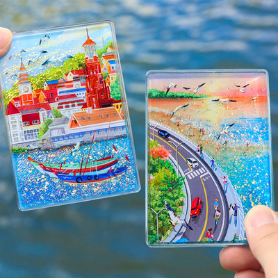 Dalian Qinhuangdao Tourism Ided Ar щипца и холодильник -холодильник Oriental Water City Creative Spearry Road Sign