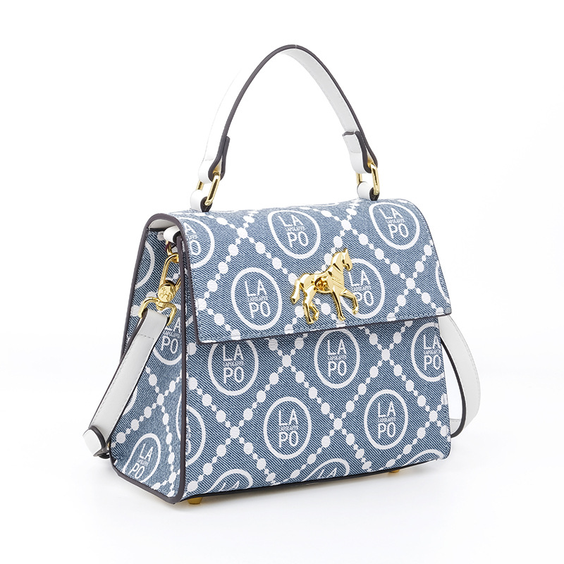 Impresión de estilo de mujer con tapa de flip bolso de mano de color contraste mini personalidad bolso LP7231 #
